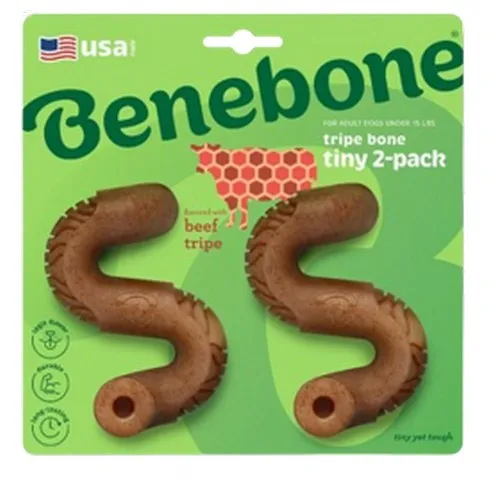 1ea Benebone Tiny 2 Pack Tripe Bone - Treats